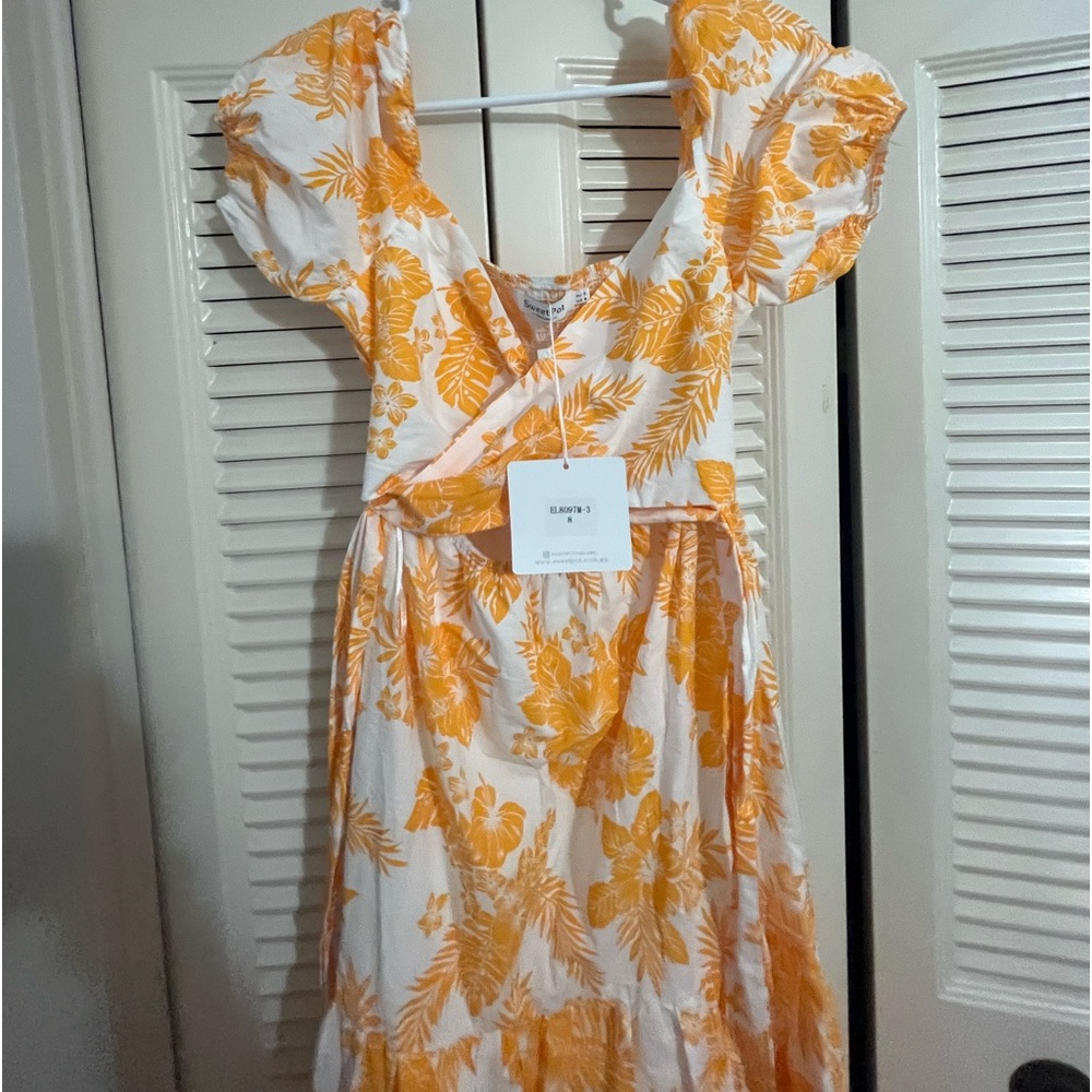 Sun dress yellow and white